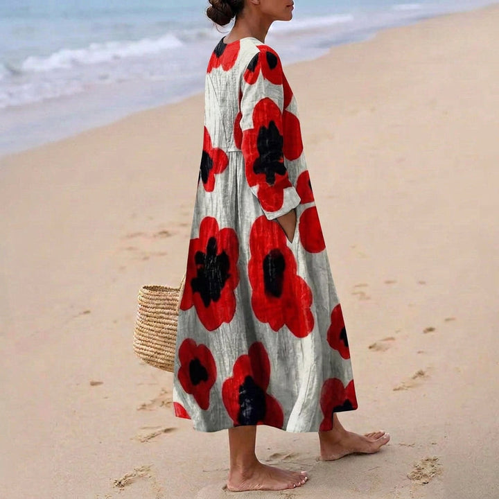 Elva - Floral Maxi Dress in Red