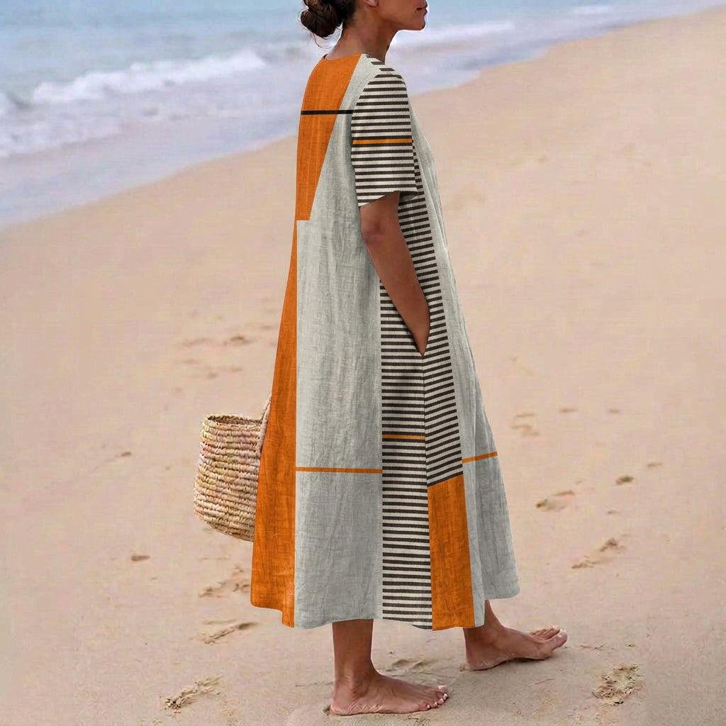 Cecilia - Striped Geometric Dress