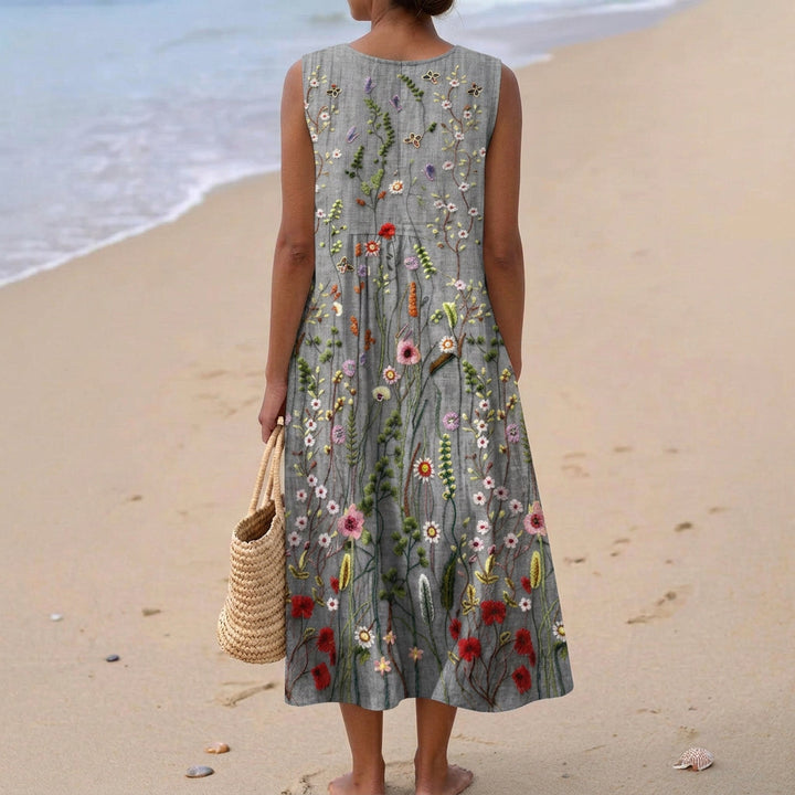 Viviana - Embroidered Floral Field Dress