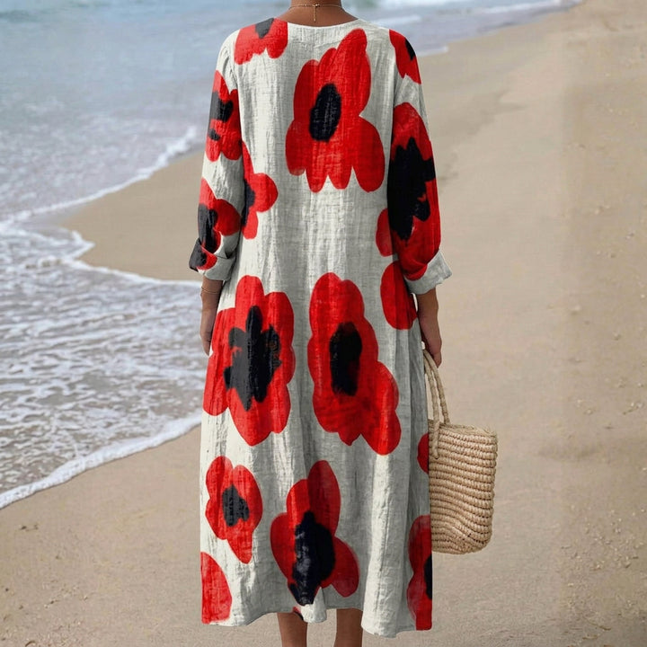 Elva - Floral Maxi Dress in Red