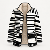 Scarlett - Black and White Abstract Quilted Jacket