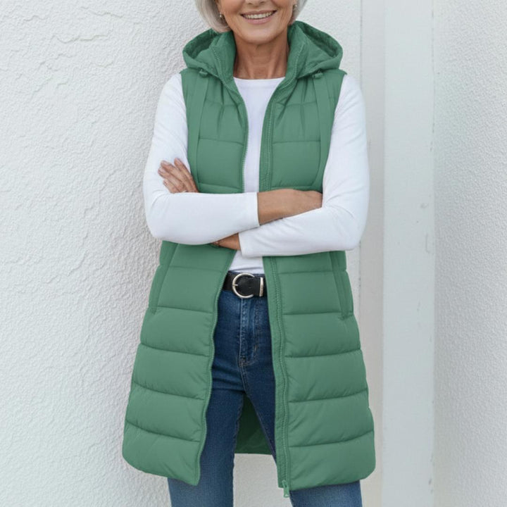 RAIN - Casual Sleeveless Hood Long Puffer Vest