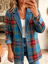 Madison | Tartan Patchwork Denim Blazer