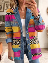 Audrey | Retro Leopard-Print Denim Jacket