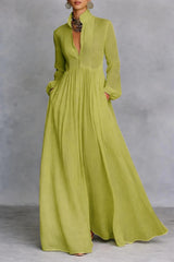 Christine - Flowing Button-Front Maxi Dress