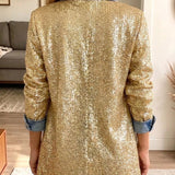 Addison | Gold Glitter Patchwork Denim Jacket