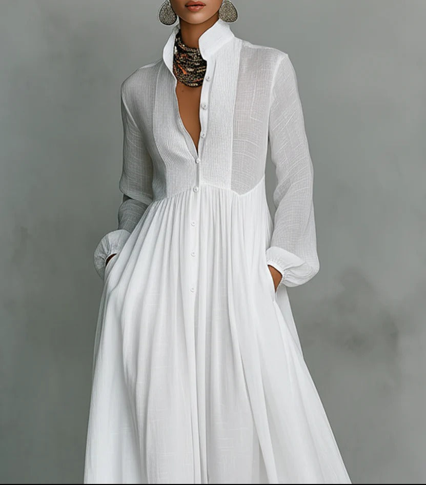 Christine - Flowing Button-Front Maxi Dress