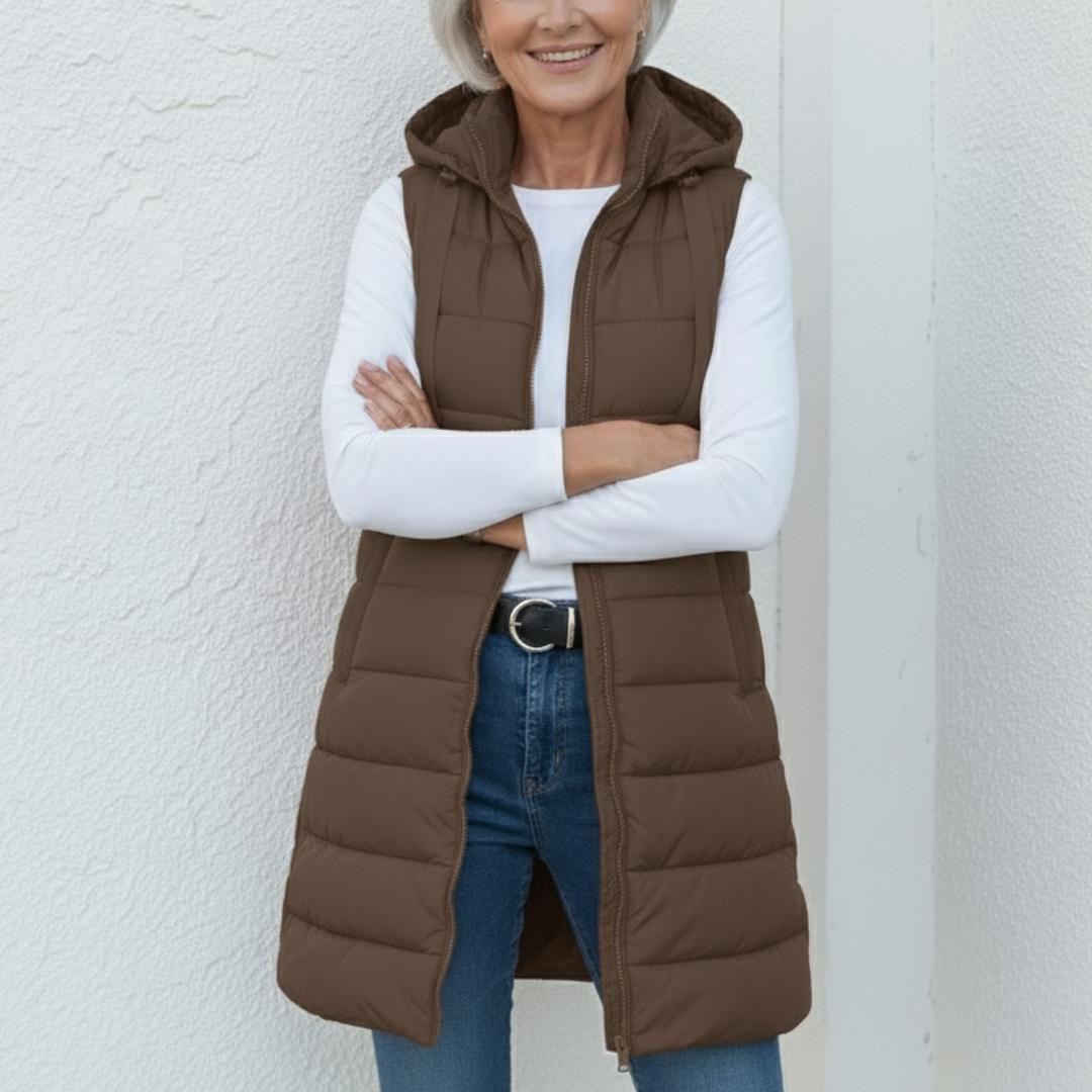 RAIN - Casual Sleeveless Hood Long Puffer Vest
