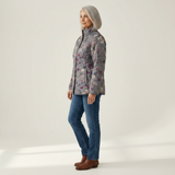 Chloe - Grey Quilted Jacket with Floral Print