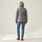 Chloe - Grey Quilted Jacket with Floral Print