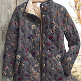 Chloe - Grey Quilted Jacket with Floral Print
