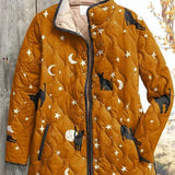 Luna - Quilted Jacket with Moon and Cat Motifs
