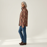 Charlotte - Brown Quilted Jacket with Ornamental Print