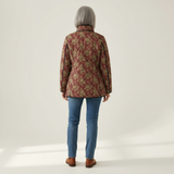 Charlotte - Brown Quilted Jacket with Ornamental Print