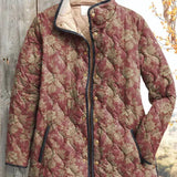 Charlotte - Brown Quilted Jacket with Ornamental Print