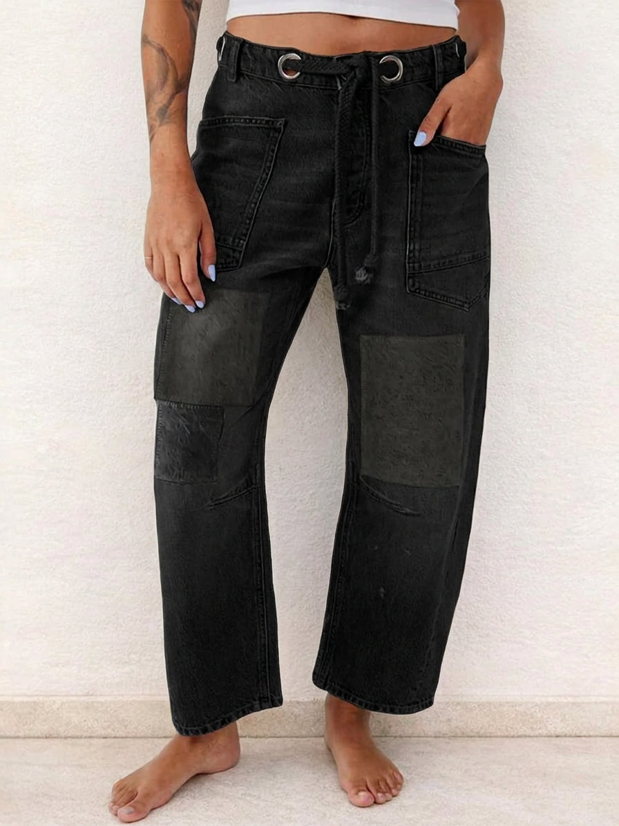 Margaret - Patchwork Drawstring Jeans