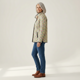 Maya - Mint Green Quilted Jacket with Delicate Rose Print