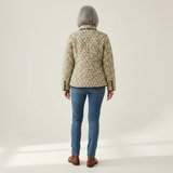 Maya - Mint Green Quilted Jacket with Delicate Rose Print
