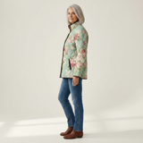 Olivia - Mint Green Quilted Jacket with Large Roses
