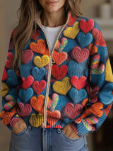 Zoe | Cardigan with Colorful Heart Pattern