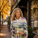 Sophia | Cardigan with Thistle and Landscape Motif