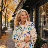 Lily | Cardigan with Colorful Leaf Pattern