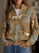 Juliette | Cardigan with Horse and Cactus Motif