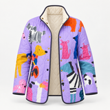 Lily - Casual Quilted Jacket with Dog Print