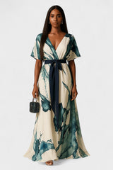Vanessa - Long Dress Watercolour Print