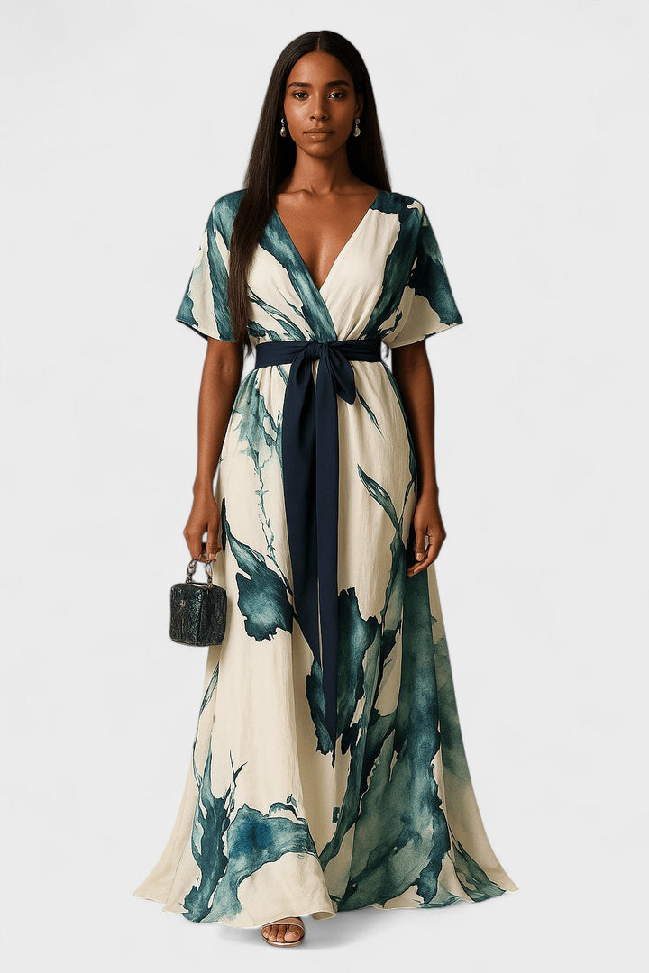 Vanessa - Long Dress Watercolour Print