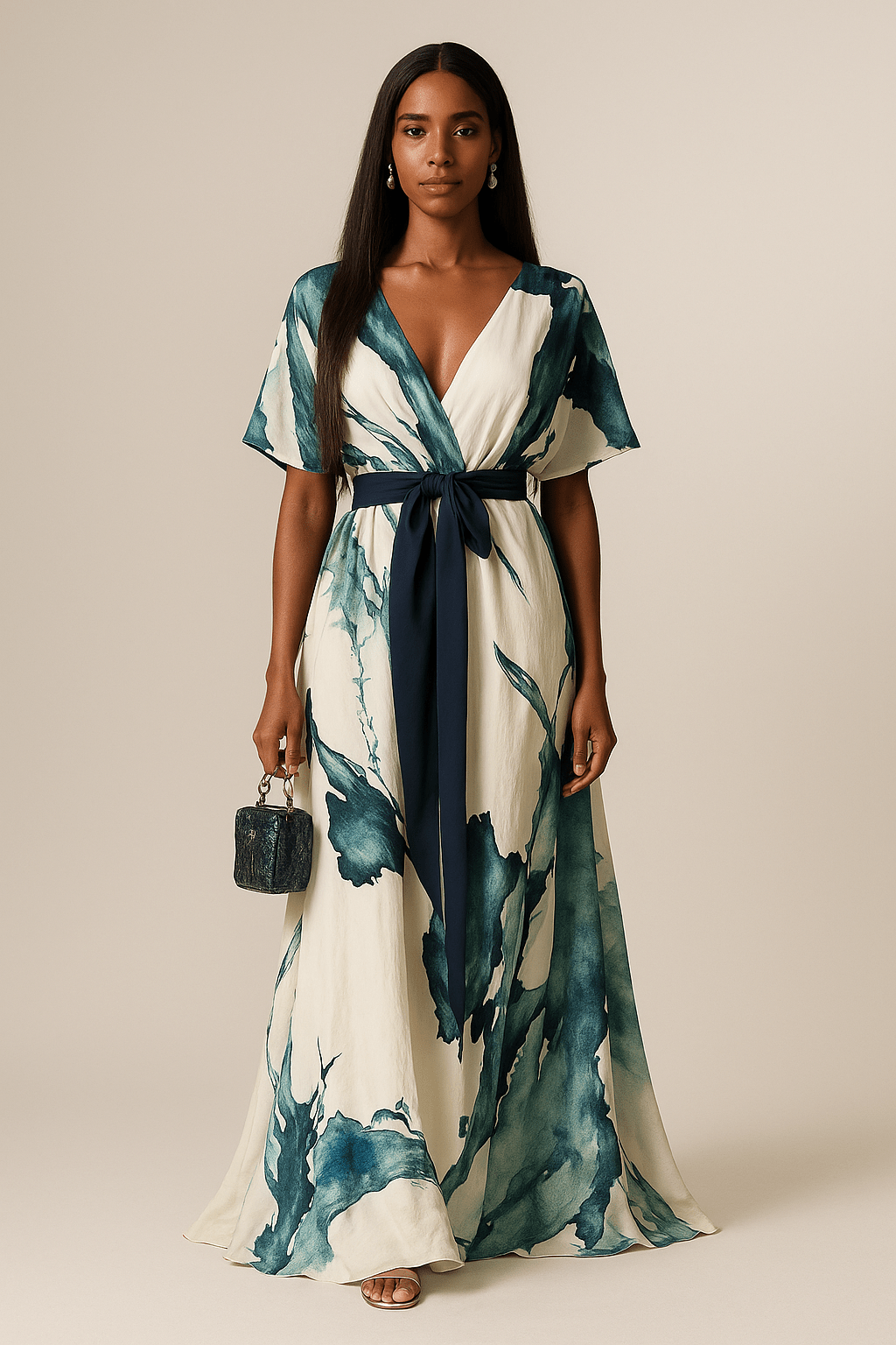 Vanessa - Long Dress Watercolour Print