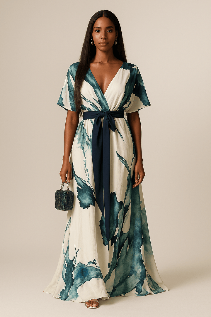 Vanessa - Long Dress Watercolour Print