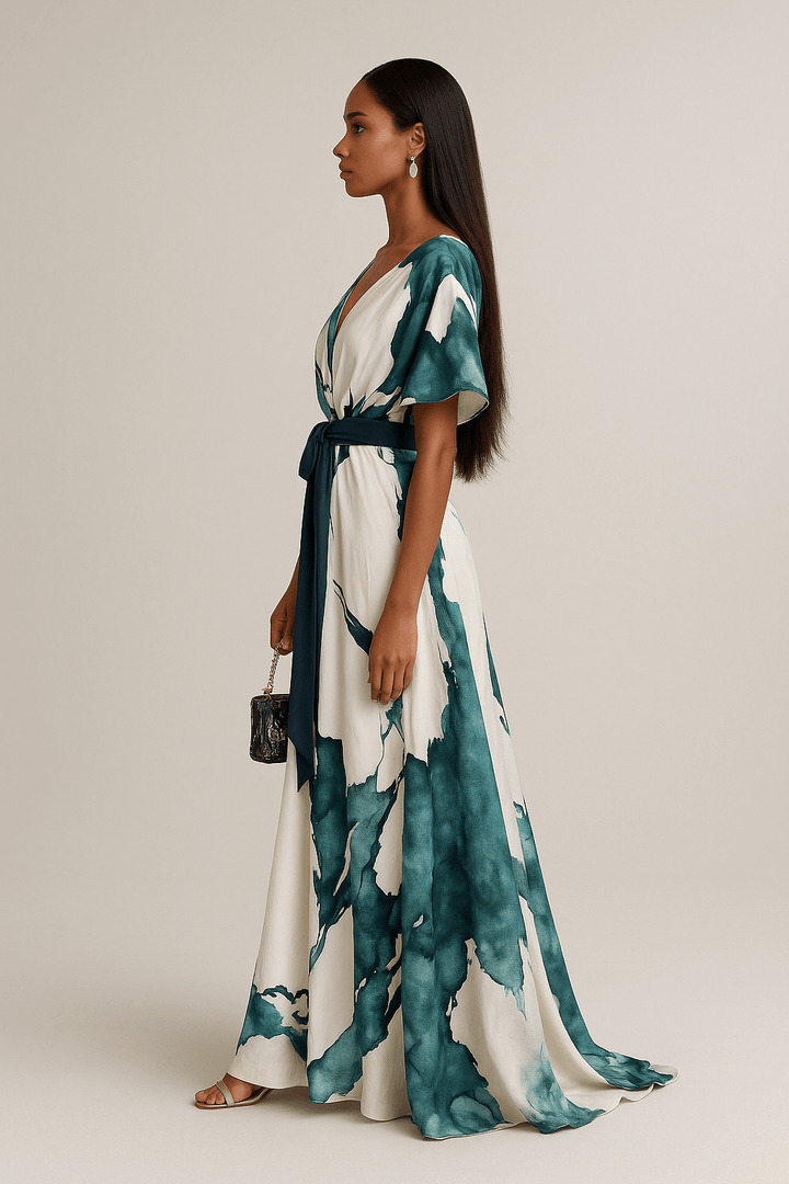 Vanessa - Long Dress Watercolour Print