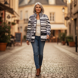 Nora - Quilted Jacket with Graphic Stripe Print
