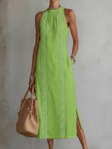 Christine - Sleeveless Lace Detail Midi Dress