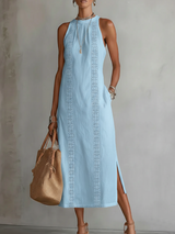 Christine - Sleeveless Lace Detail Midi Dress