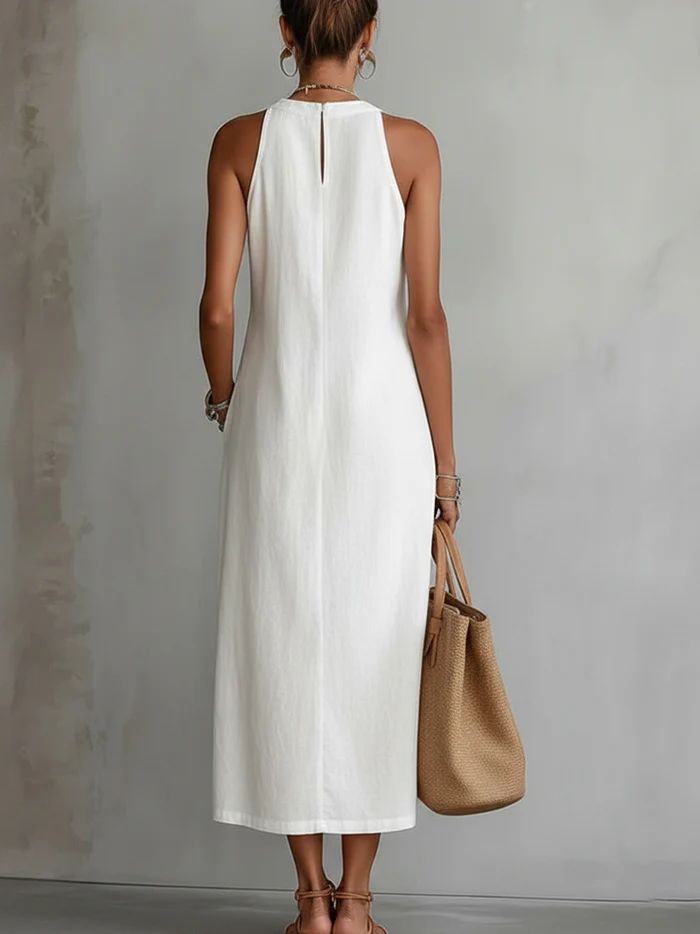 Christine - Sleeveless Lace Detail Midi Dress