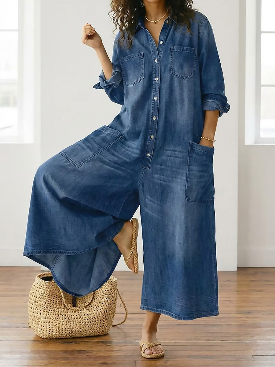Monica - Denim Cotton Jumpsuit