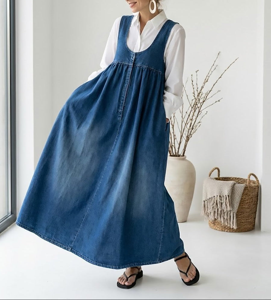 Ivy - Vintage Denim Maxi Dress