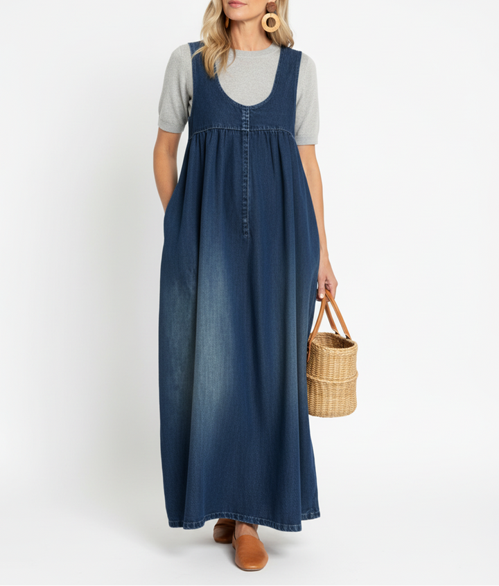 Ivy - Vintage Denim Maxi Dress