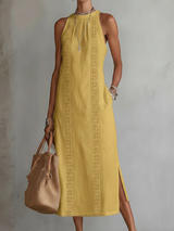 Christine - Sleeveless Lace Detail Midi Dress