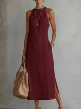 Christine - Sleeveless Lace Detail Midi Dress