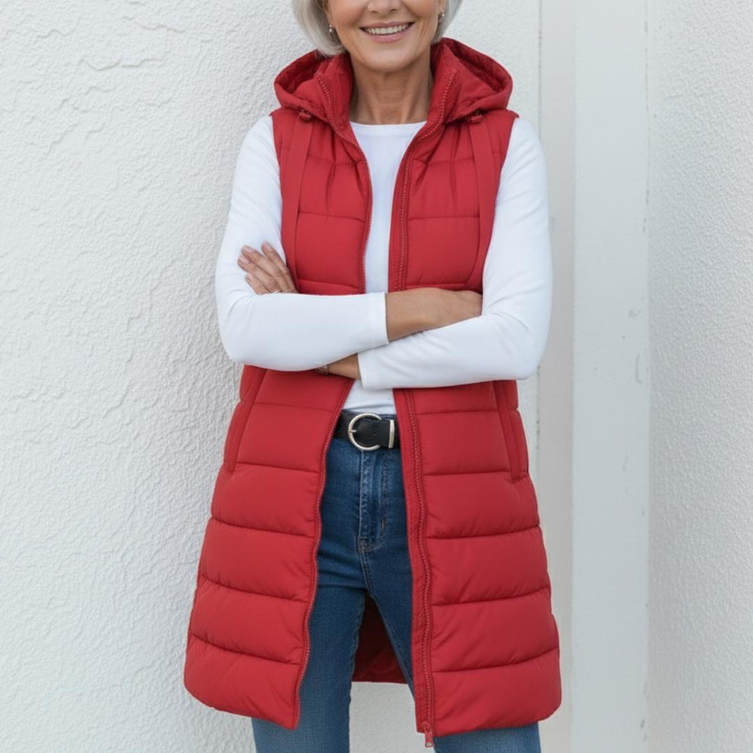 RAIN - Casual Sleeveless Hood Long Puffer Vest