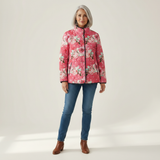 Ruby - Pink Quilted Jacket with Floral Print