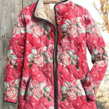 Ruby - Pink Quilted Jacket with Floral Print
