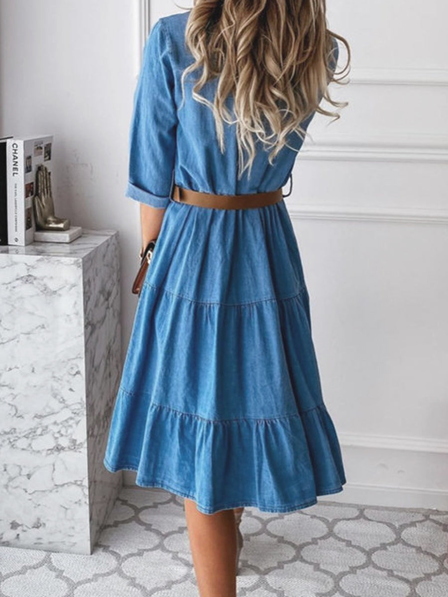 Barbara - Casual Elegant Denim Dress