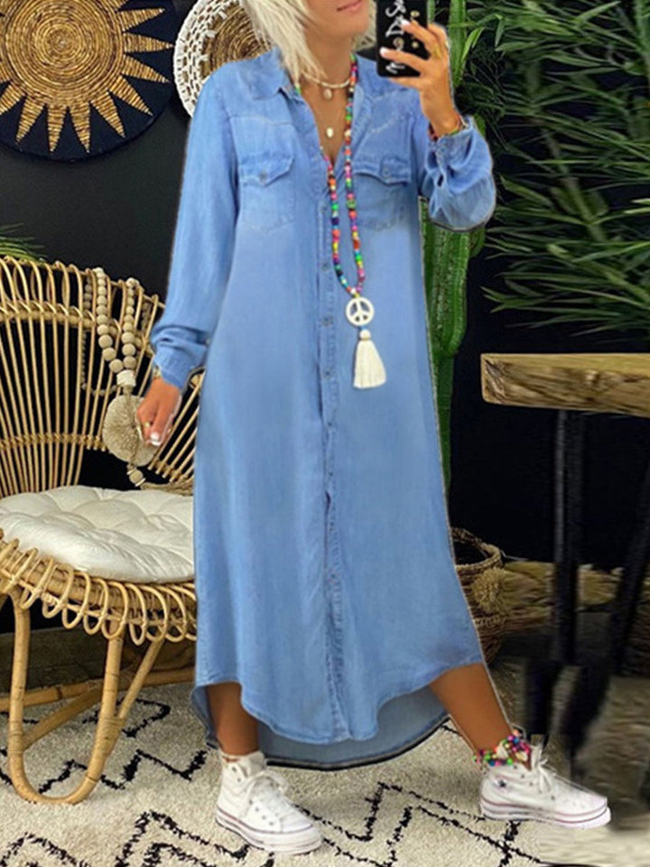Helen - Casual Elegant Long Denim Shirt Dress