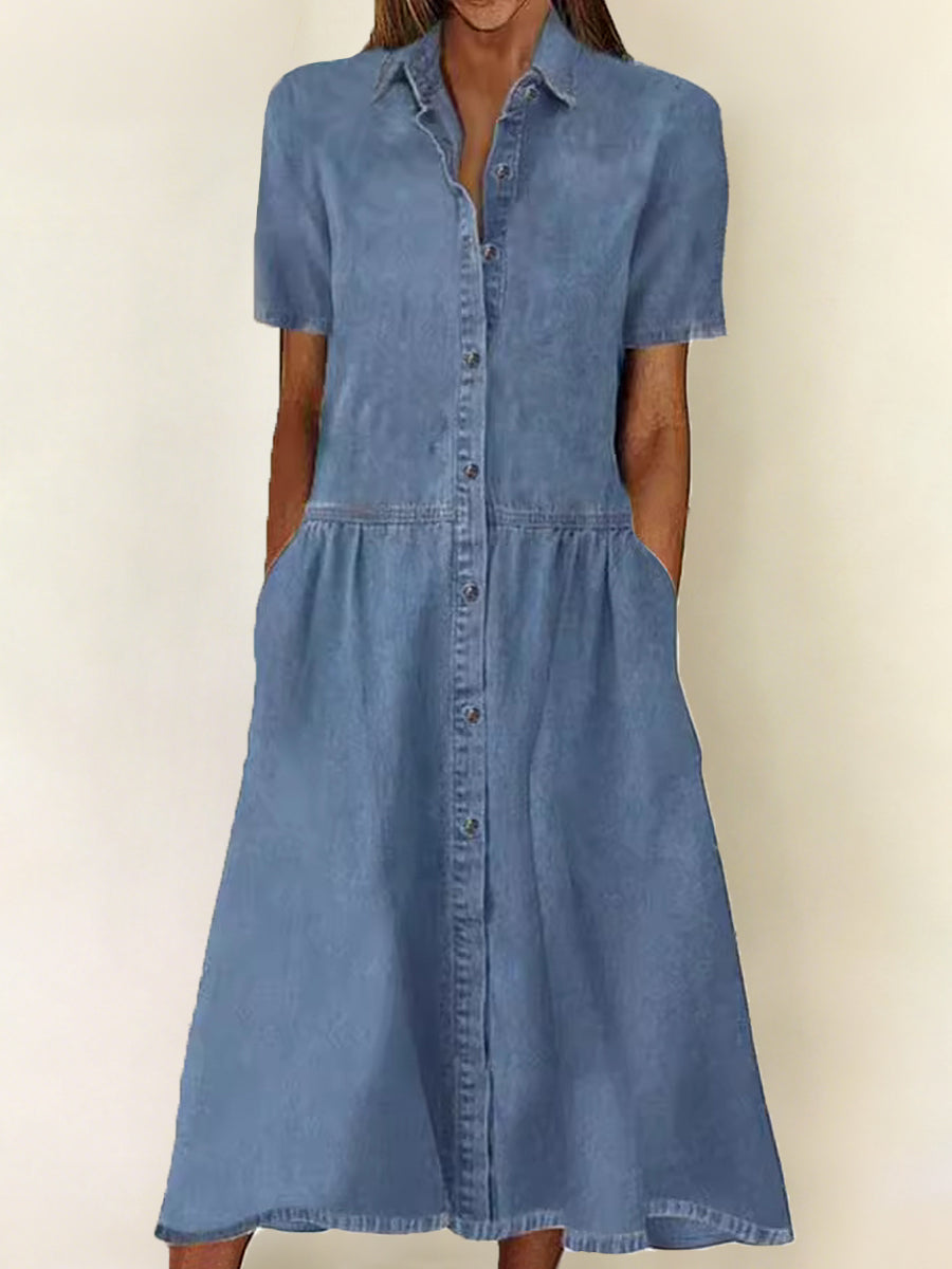 Carol - Short Sleeve Denim Dress
