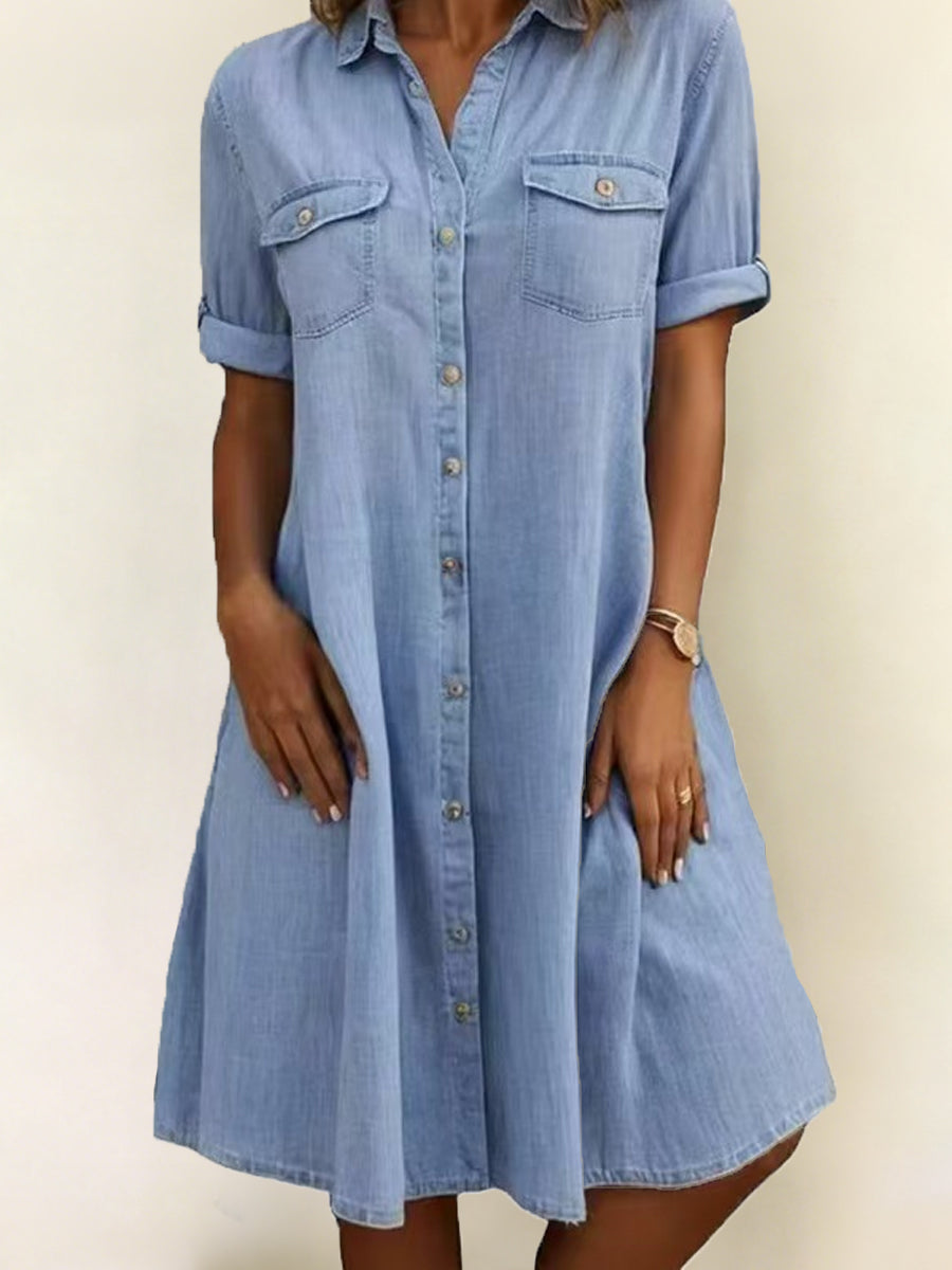 Patricia - Casual Denim Style Midi Dress