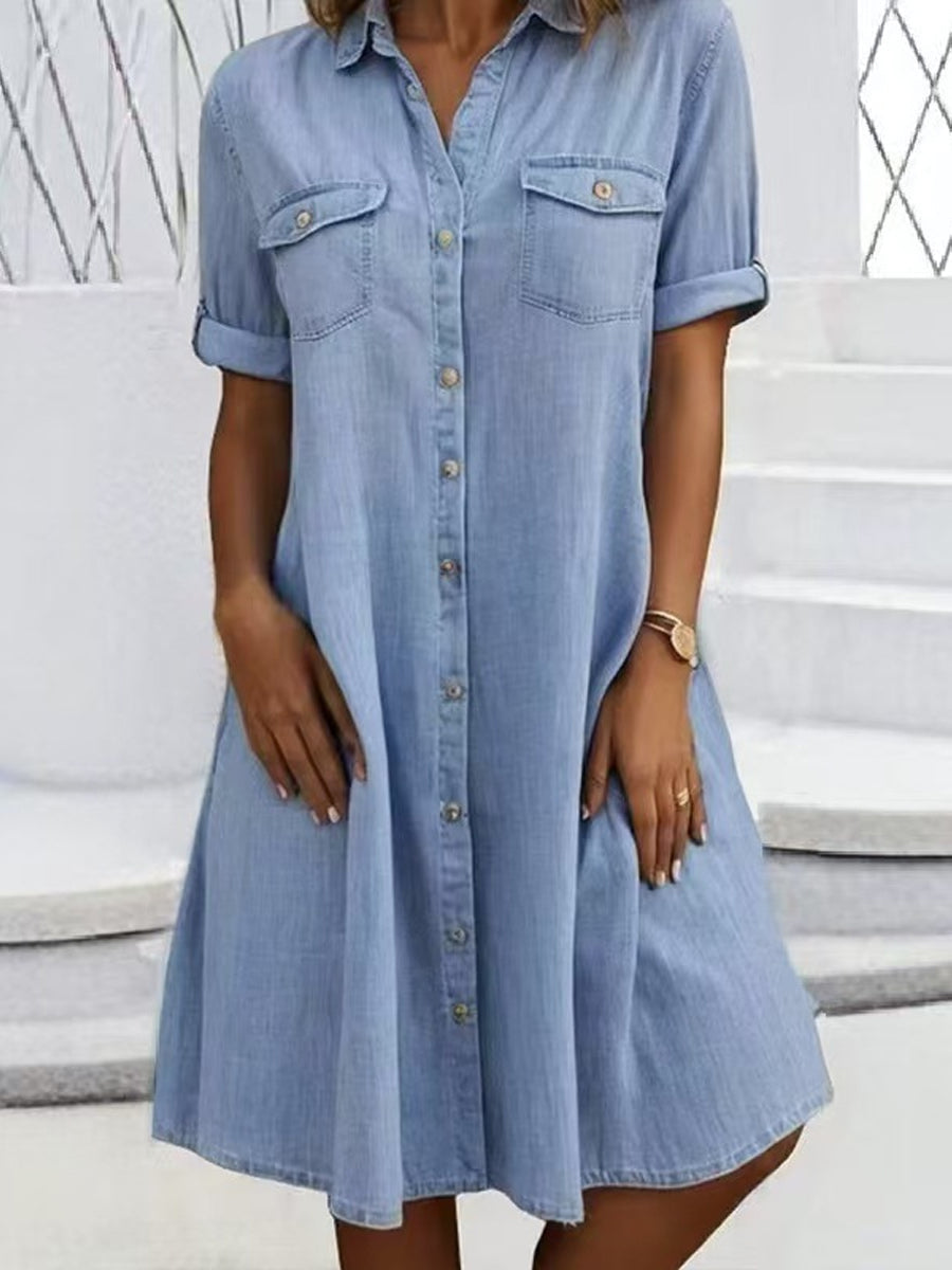 Patricia - Casual Denim Style Midi Dress